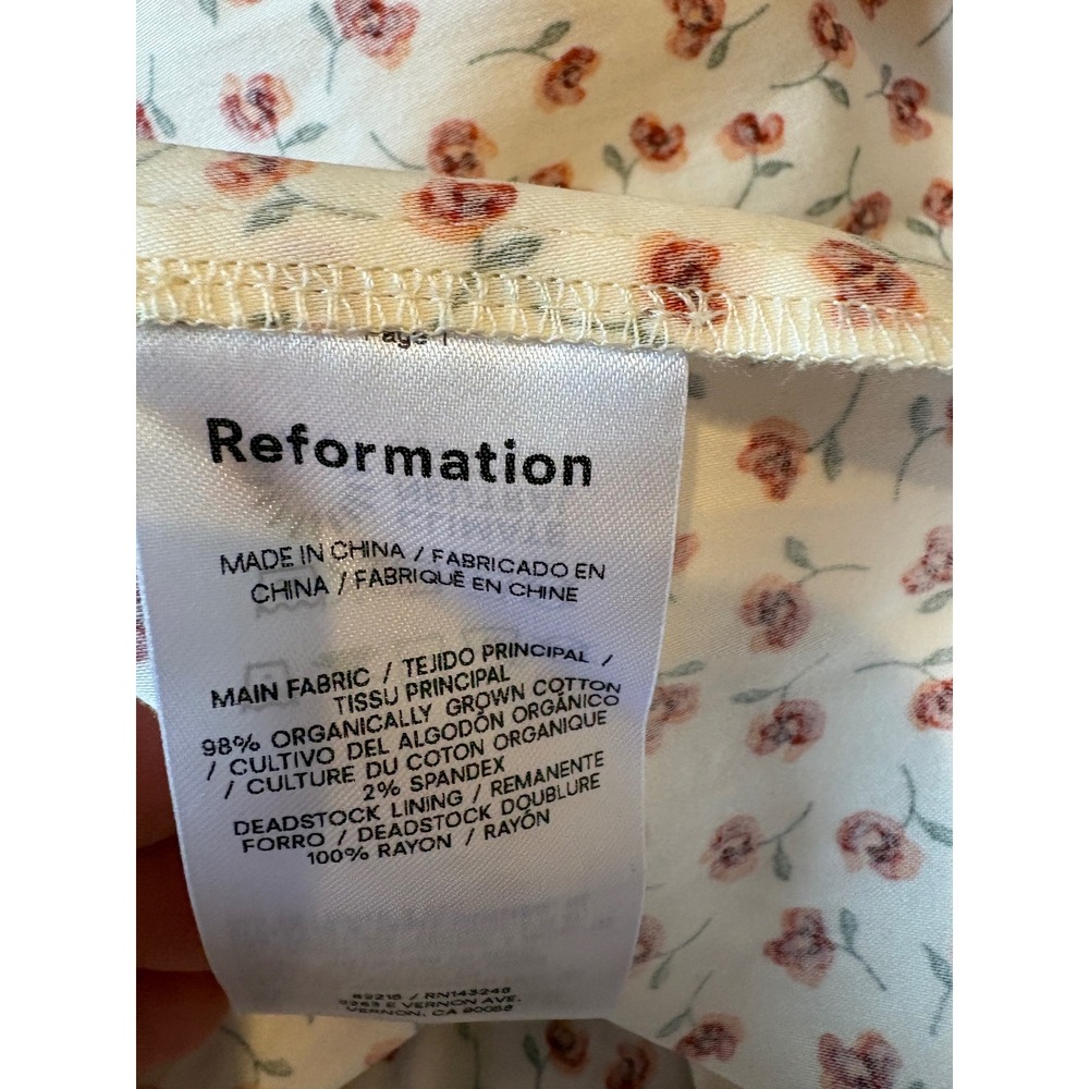 Reformation Marielle Dress Fresa Floral Puff Sleeve Mini Dress Size 12 NEW - Picture 9 of 9
